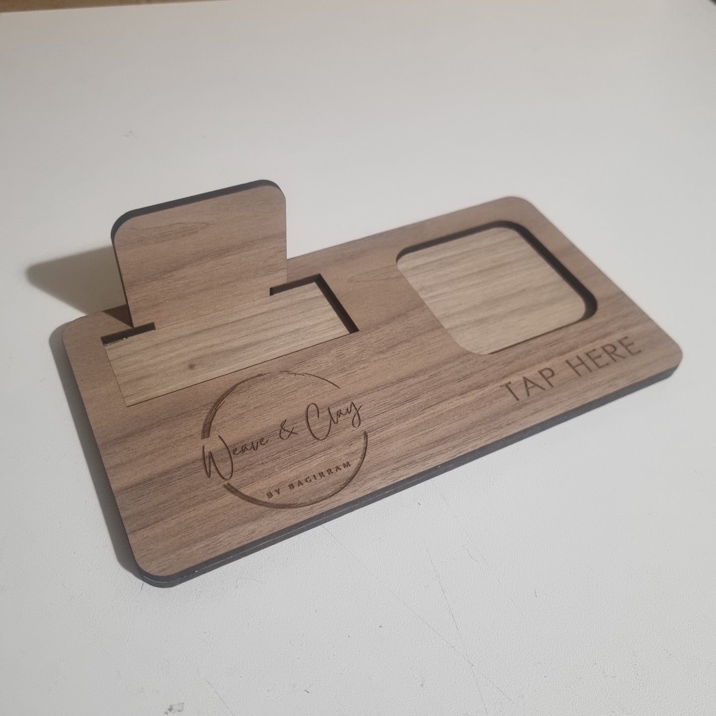 Square reader and business card holder - engraved logo
