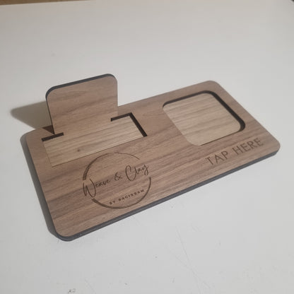 Square reader and business card holder - engraved logo