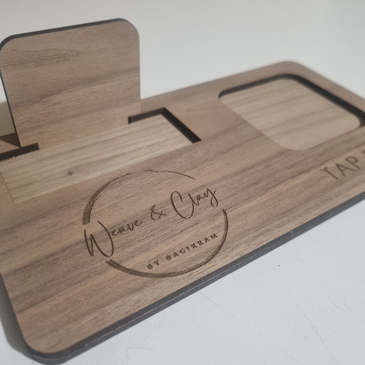 Square reader and business card holder - engraved logo