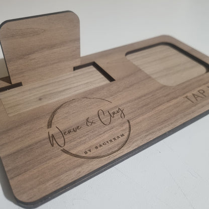 Square reader and business card holder - engraved logo