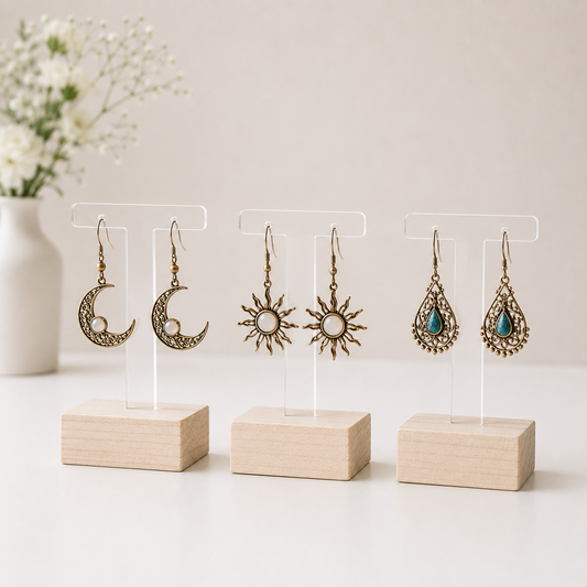 Wood block earring holder - T shape