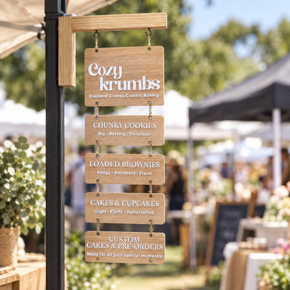 Hanging tiered signs