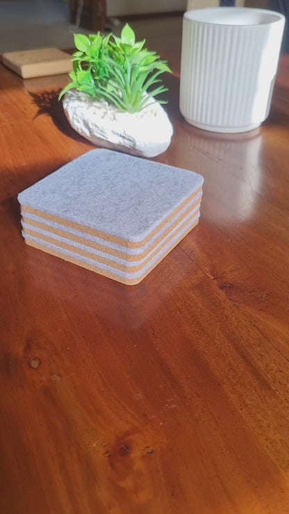 Cork and felt coaster - Grey