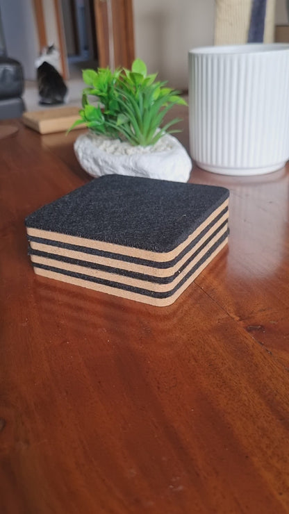 Cork and felt coaster - Black