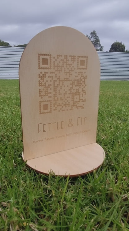 A5 double sided QR code sign with logo