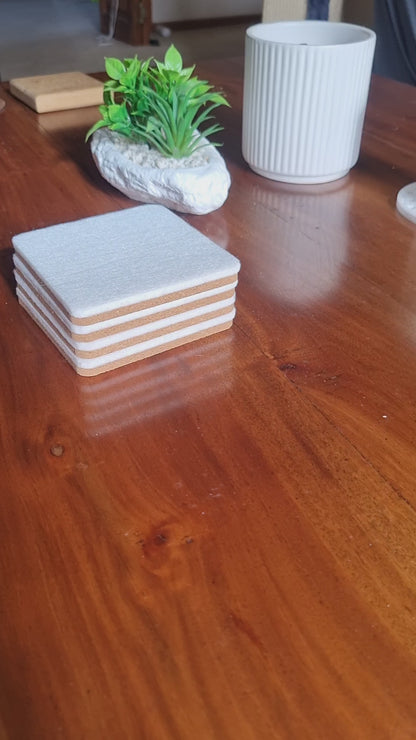 Cork and felt coaster - white