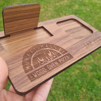 Square reader and business card holder - engraved logo