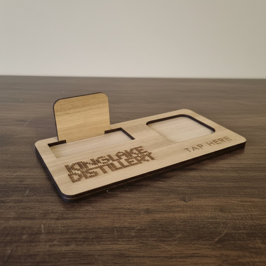 Square reader and business card holder - engraved logo