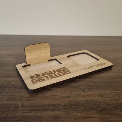 Square reader and business card holder - engraved logo