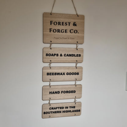 Hanging tiered signs