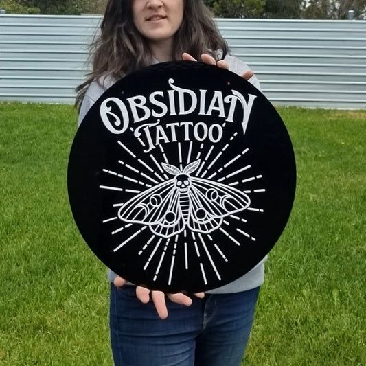 Round acrylic business sign - 45cm