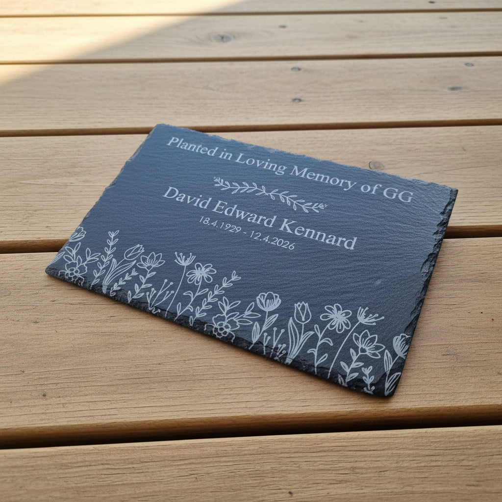Slate Memorial Plaque - Wild Flowers design