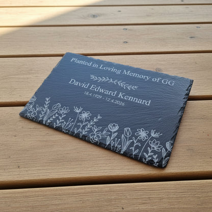 Slate Memorial Plaque - Wild Flowers design