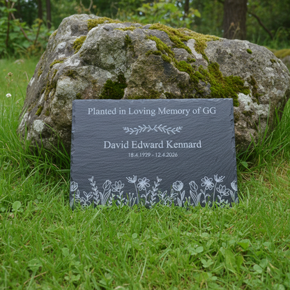 Slate Memorial Plaque - Wild Flowers design