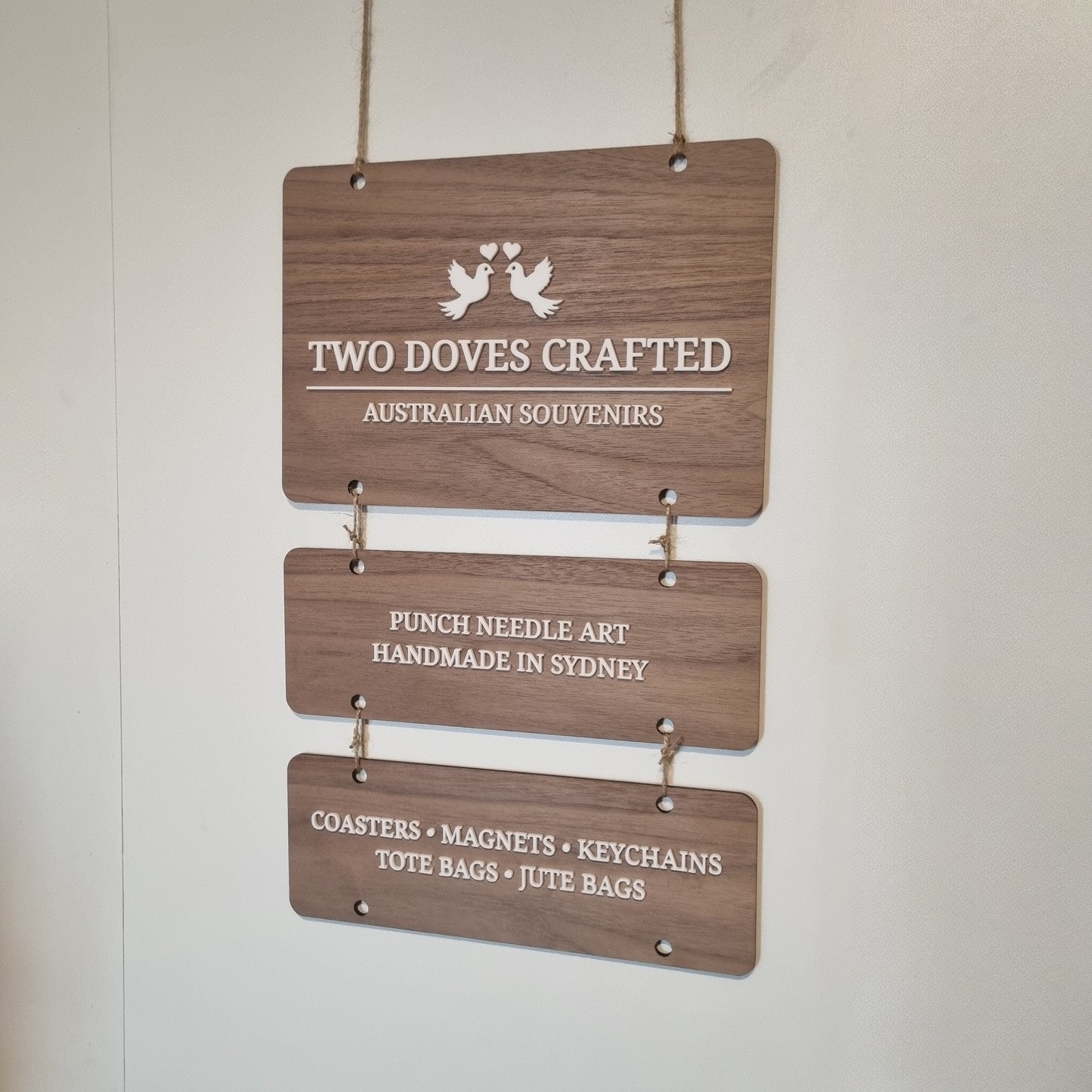 Hanging tiered signs