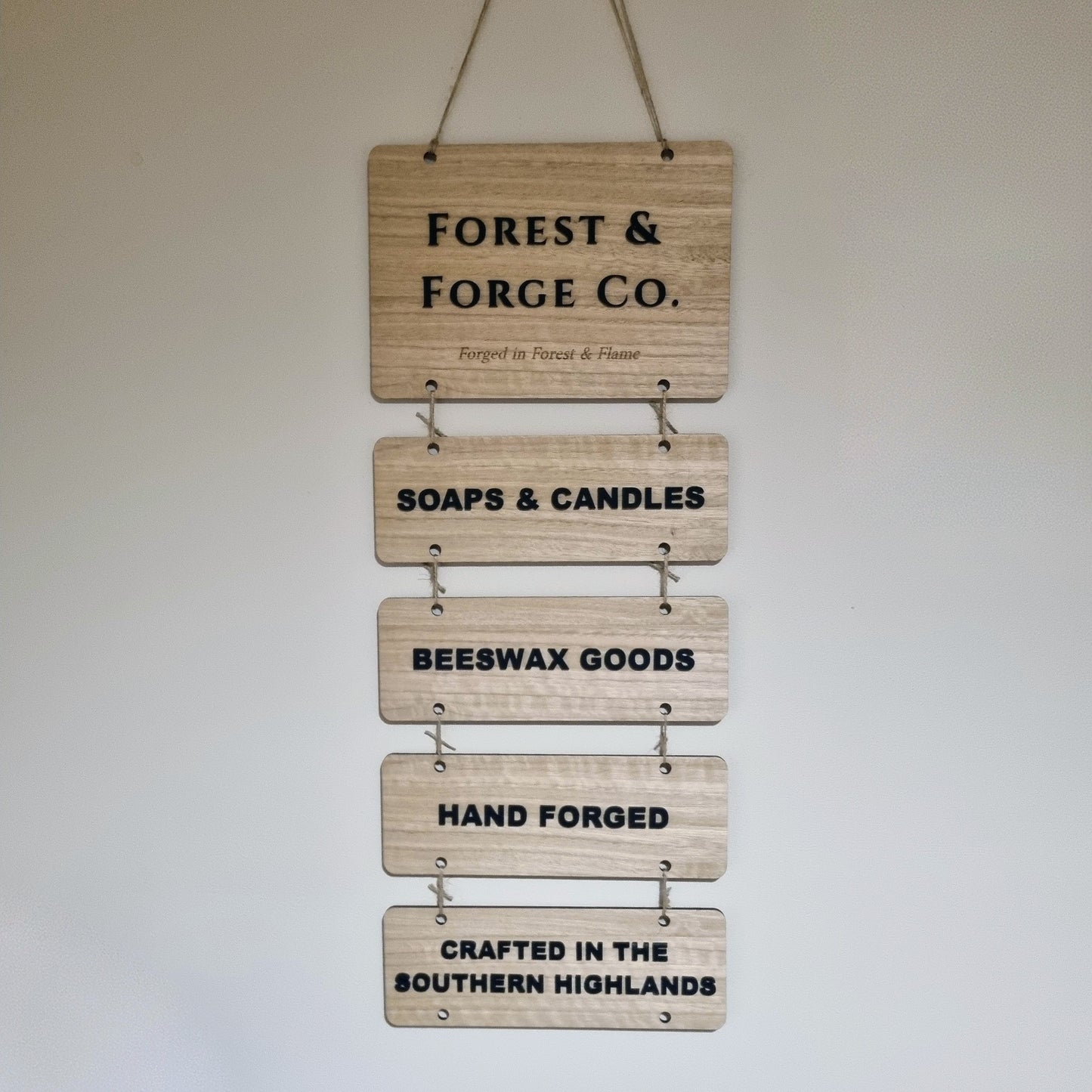 Hanging tiered signs