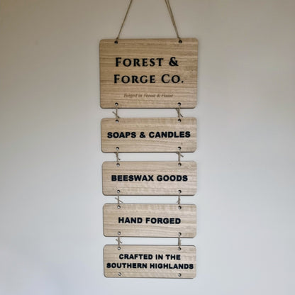 Hanging tiered signs