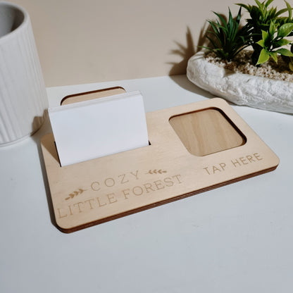Square reader and business card holder - engraved logo