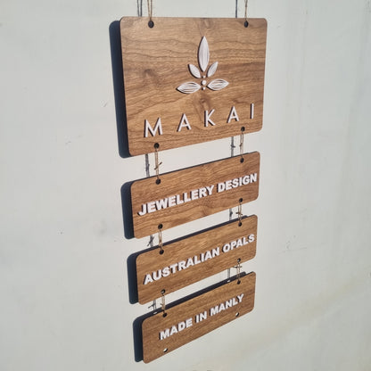 Hanging tiered signs