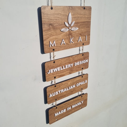 Hanging tiered signs