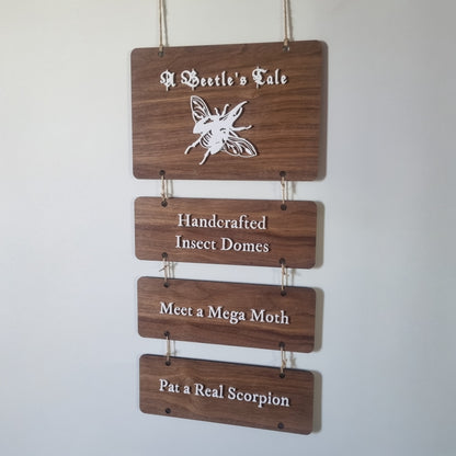 Hanging tiered signs